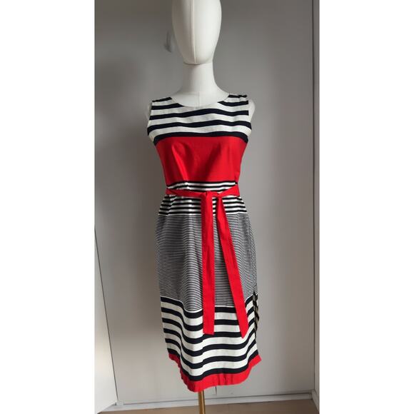 Vintage 80s does 60s Mod Mini Dress Striped Minimalist Black/White Size S/6 - Picture 2 of 11